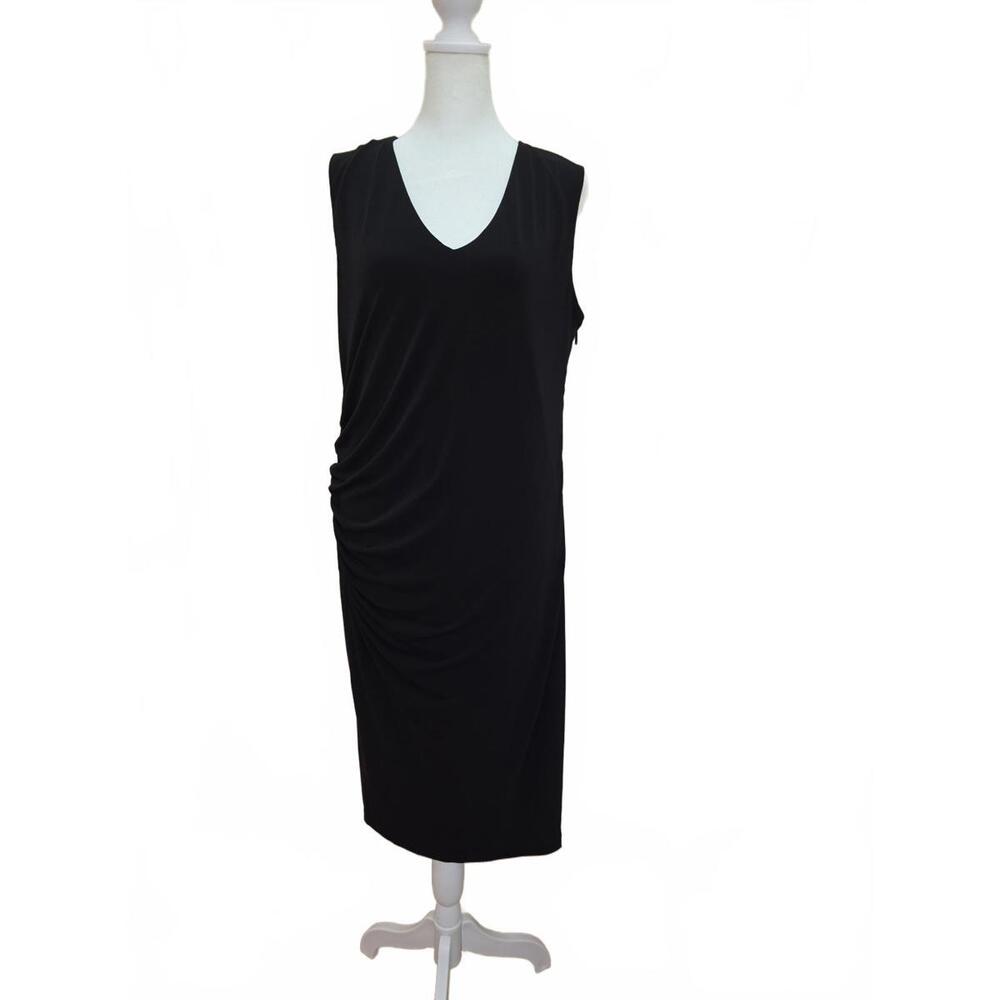 Elegant Honeylove Black Sleeveless Dress with Side Ruching, 1X